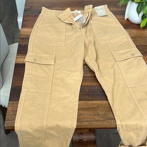 Madewell Tan Cargo Pants with Elastic Waistband